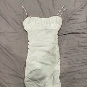 (MUST SELL BY 5/10!) White Ruched Bodycon Dress